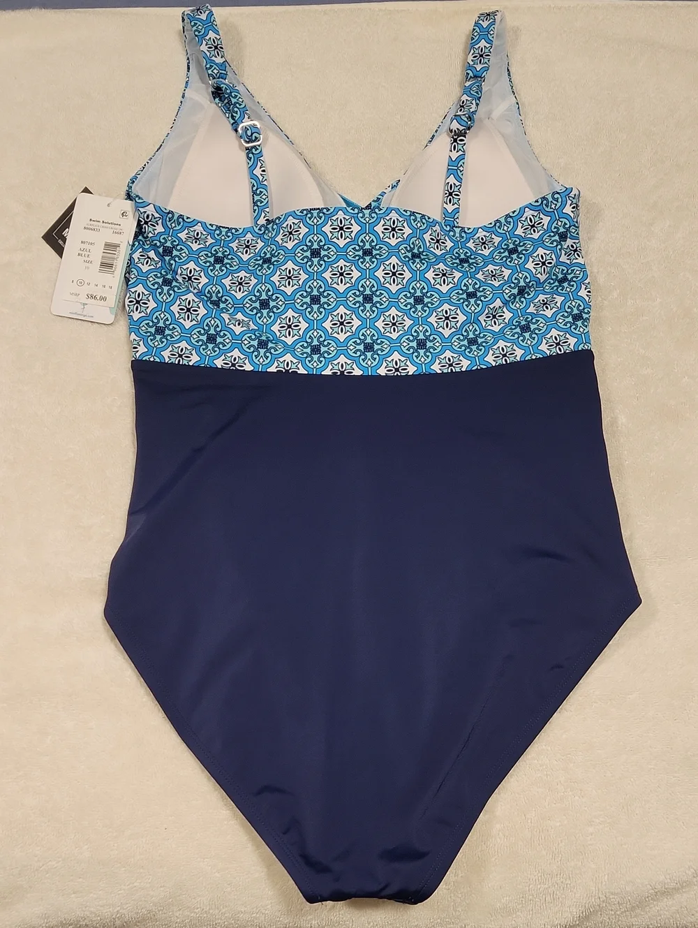 Swim Solutions surplice criss cross one piece swimsuit, NWT